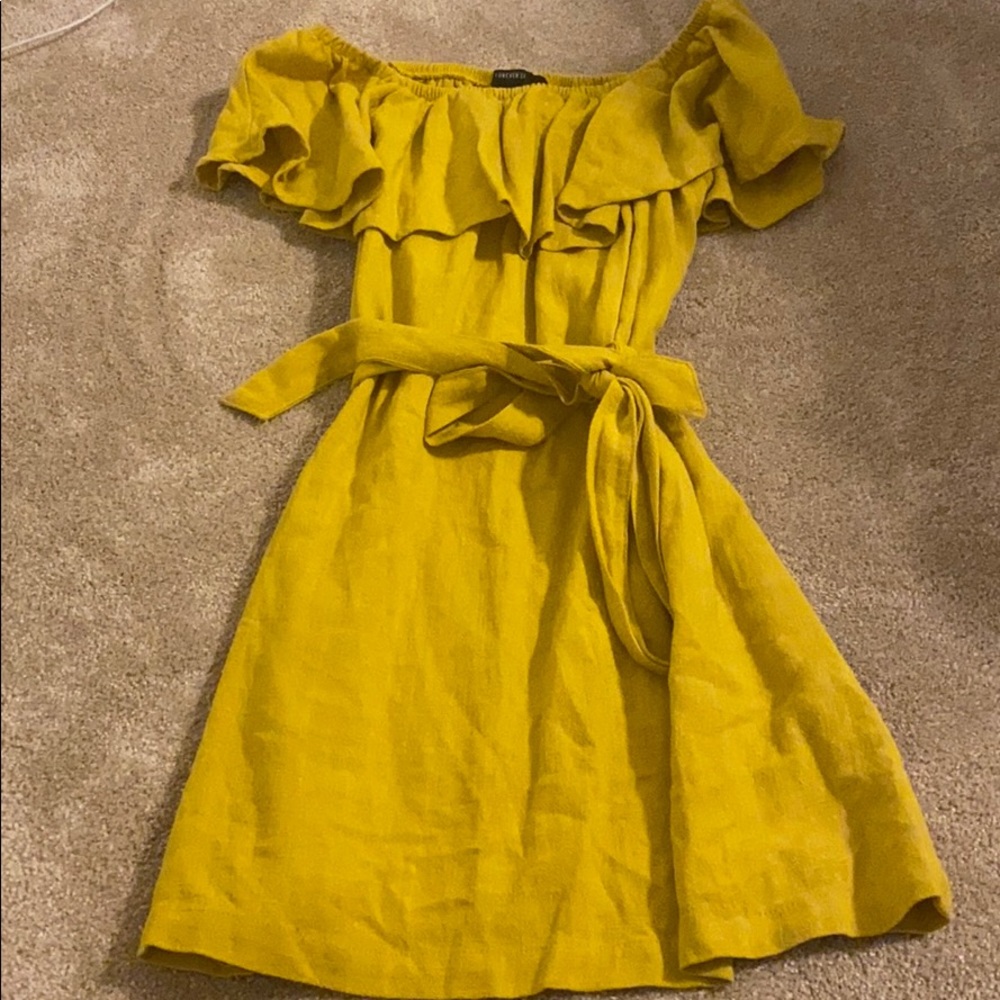 Yellow off the shoulder dress